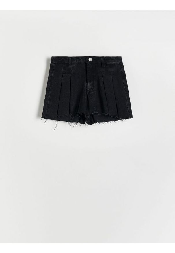 Reserved - Jeansowe szorty wide leg - czarny. Kolor: czarny. Materiał: jeans