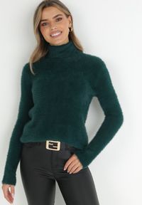 Born2be - Ciemnozielony Golf Wełniany Karle. Typ kołnierza: golf. Kolor: zielony. Materiał: wełna. Długość rękawa: długi rękaw. Długość: długie. Wzór: jednolity. Styl: klasyczny #2