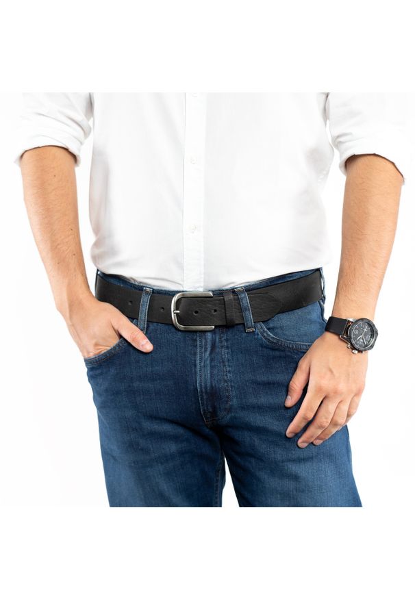 Tom Tailor - TOM TAILOR MĘSKI PASEK SKÓRZANY KLASYCZNY SKÓRA TG1022R13/790 40mm Gürtel Q.2081 0790 BLACK. Materiał: skóra. Wzór: paski. Styl: klasyczny