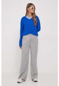 TOMMY HILFIGER - Tommy Hilfiger sweter wełniany damski kolor turkusowy lekki. Kolor: niebieski. Materiał: wełna. Długość rękawa: długi rękaw. Długość: długie. Wzór: ze splotem #2