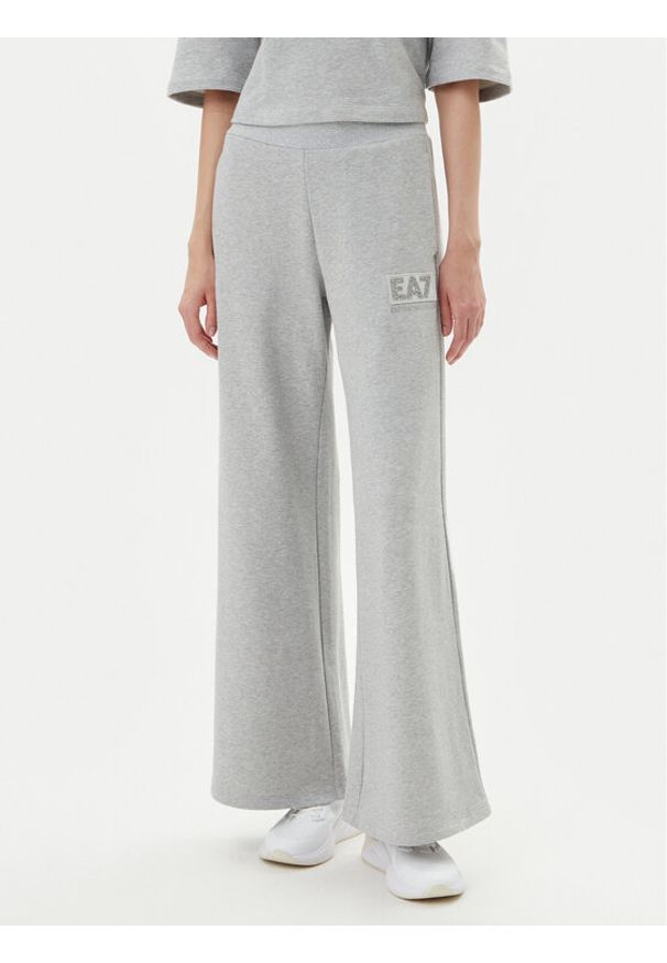 EA7 Emporio Armani Spodnie dresowe 7W000179 AF12473 O8002 Szary Wide Leg. Kolor: szary. Materiał: bawełna