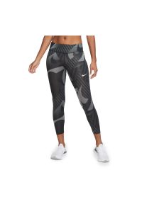 Spodnie do biegania damskie Nike Fast Tight 7/8 Runway CU3114. Materiał: materiał, poliester, skóra. Technologia: Dri-Fit (Nike). Wzór: nadruk #1