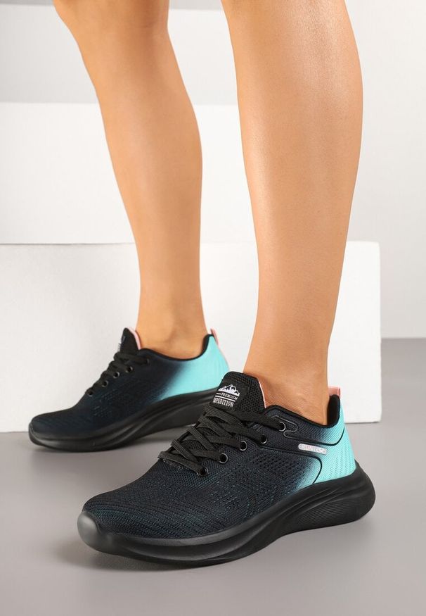 Renee - Czarno-Miętowe Buty Sportowe z Efektem Ombre na Podeszwie z Pianki Elanielia. Okazja: na co dzień. Kolor: czarny. Materiał: jeans. Sezon: lato, wiosna