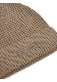 Calvin Klein Czapka Patch Chunky LV04D8053G Beżowy. Kolor: beżowy. Materiał: materiał, bawełna