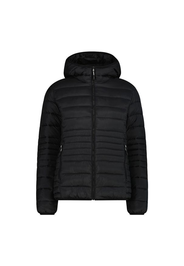 CMP - Kurtka z ociepleniem zapinana na zamek błyskawiczny z odpinanym kapturem Sorona. Typ kołnierza: kaptur. Kolor: czarny. Materiał: puch. Sezon: zima. Sport: turystyka piesza