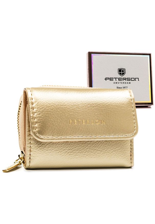 Portfel damski Peterson PTN 011-HRH złoty. Kolor: złoty. Materiał: skóra ekologiczna