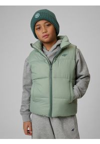 4f - 4F Bezrękawnik z wypełnieniem syntetycznym chłopięcy - miętowy 128 (7-8 lat). Okazja: na co dzień. Typ kołnierza: kołnierzyk stójkowy. Kolor: turkusowy. Materiał: syntetyk. Długość rękawa: bez rękawów. Sezon: lato. Styl: casual, sportowy #1