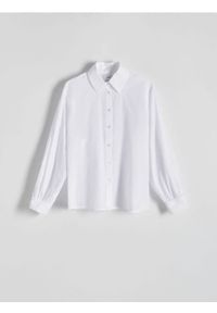 Reserved - Koszula z bawełny - biały. Kolor: biały. Materiał: bawełna. Wzór: gładki