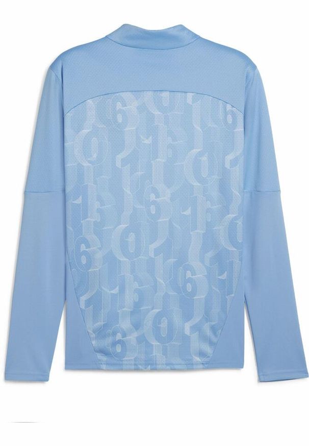 Puma - Męska bluza przedmeczowa z zamkiem 1/4 Manchester City PUMA. Kolor: biały, wielokolorowy, niebieski