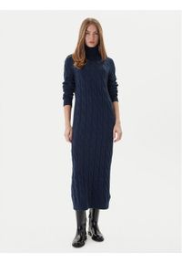 TOMMY HILFIGER - Tommy Hilfiger Sukienka dzianinowa WW0WW46429 Granatowy Slim Fit. Kolor: niebieski. Materiał: wełna #1
