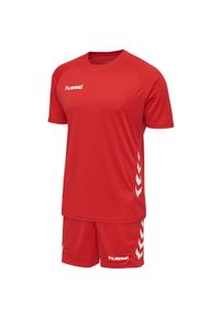 Strój piłkarski dla dzieci Hummel Promo Kids Set. Kolor: czerwony, wielokolorowy, różowy. Sport: piłka nożna