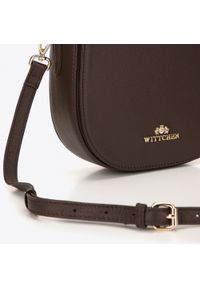 Wittchen - Damska torebka saddle bag skórzana prosta ciemny brąz. Kolor: brązowy. Wzór: haft. Dodatki: z haftem. Materiał: skórzane. Styl: elegancki, wizytowy #4