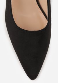 Born2be - Czarne Czółenka na Obcasie z Metaliczną Wstawką i Paskiem Wokół Kostki Linnolira. Okazja: na co dzień. Zapięcie: pasek. Kolor: czarny. Materiał: satyna. Wzór: paski. Obcas: na obcasie. Styl: casual, elegancki, wizytowy. Wysokość obcasa: średni #2