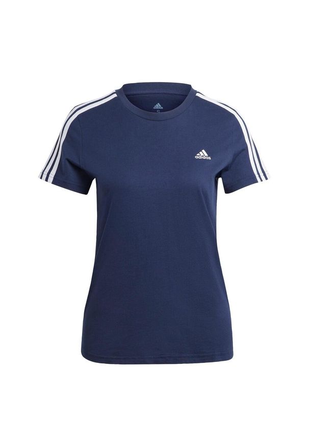 Adidas - Essentials Slim 3-Stripes Tee. Kolor: niebieski, wielokolorowy, biały. Sport: taniec, joga i pilates