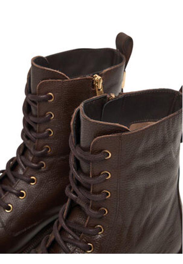 TOMMY HILFIGER - Tommy Hilfiger Trapery Th Plaque Pebble Lace Boot Warm FW0FW08767 Brązowy. Kolor: brązowy. Materiał: skóra