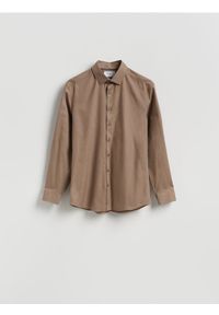 Reserved - Koszula regular z bawełny egipskiej - beżowy. Kolor: beżowy. Materiał: bawełna