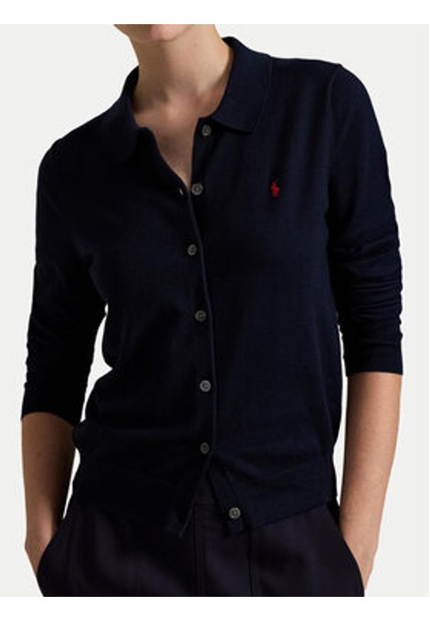 Polo Ralph Lauren Kardigan 211959285001 Granatowy Slim Fit. Typ kołnierza: polo. Kolor: niebieski. Materiał: bawełna