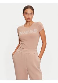 Guess T-Shirt V4BI16 KCIV1 Brązowy Regular Fit. Kolor: brązowy. Materiał: bawełna