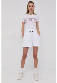 Chiara Ferragni T-shirt bawełniany kolor biały. Kolor: biały. Materiał: bawełna. Wzór: aplikacja #2
