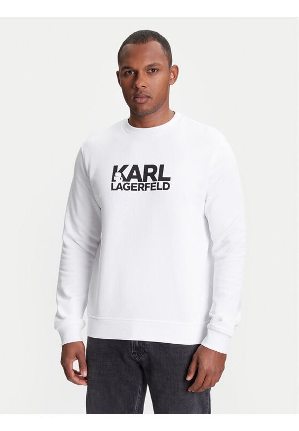 Karl Lagerfeld - KARL LAGERFELD Bluza 705091 553917 Biały Regular Fit. Typ kołnierza: dekolt w karo. Kolor: biały. Materiał: bawełna