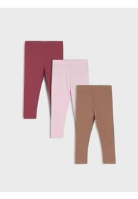 Sinsay - Prążkowane legginsy 3 pack - różowy. Kolor: różowy. Materiał: prążkowany
