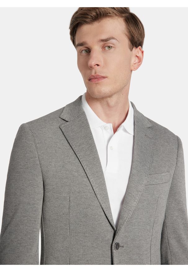 Pako Lorente - PAKO LORENTE - Szara marynarka w pepitkę z dzianiny. Kolor: szary. Materiał: dzianina. Sezon: jesień