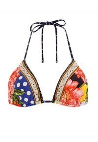 AGUA BENDITA - Top od bikini Lolita Voila. Kolor: czerwony. Materiał: tkanina. Wzór: aplikacja, kolorowy, nadruk, kwiaty #7