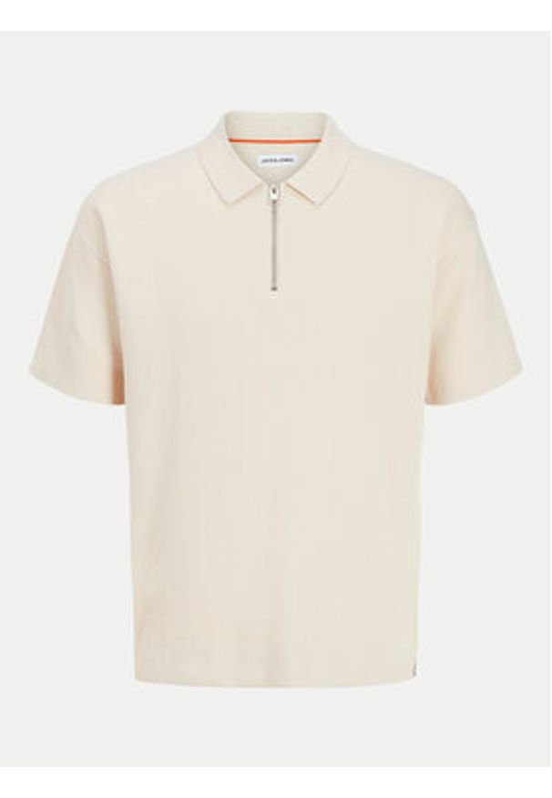 Jack & Jones Polo Troy 12269617 Beżowy Relaxed Fit. Typ kołnierza: polo. Kolor: beżowy. Materiał: bawełna