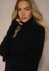 Renee - Czarny Casualowy Golf o Prostym Kroju Derilena. Okazja: na co dzień. Typ kołnierza: golf. Kolor: czarny. Długość rękawa: długi rękaw. Długość: długie. Styl: casual #4