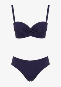 Renee - Granatowe Bikini Strój Kąpielowy Dwuczęściowy z Ozdobnym Marszczeniem Nariella. Kolor: niebieski #6