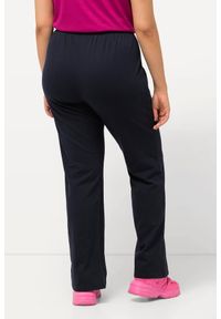 ULLA POPKEN - Damskie Spodnie dresowe proste nogawki elastyczny pas. Kolekcja: plus size. Kolor: niebieski. Materiał: materiał, poliester, bawełna