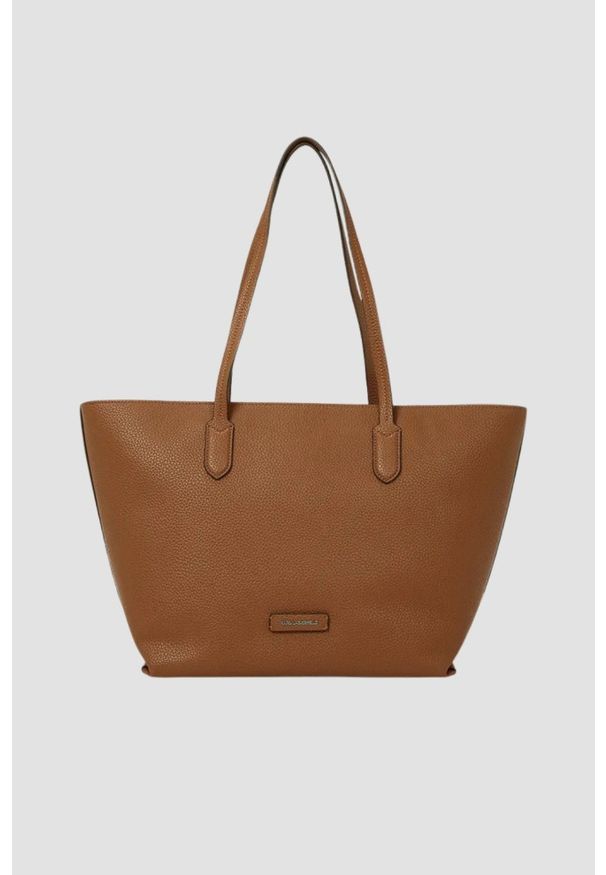 Karl Lagerfeld - KARL LAGERFELD Brązowa shopperka Ikon Pebble. Kolor: brązowy. Styl: casual, elegancki