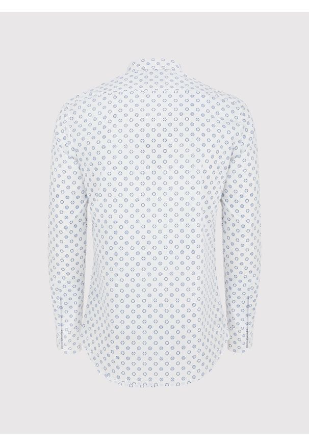 Pako Lorente - PAKO LORENTE – Biała koszula męska mikrowzór. Kolor: biały. Materiał: bawełna, elastan. Długość rękawa: długi rękaw. Długość: długie