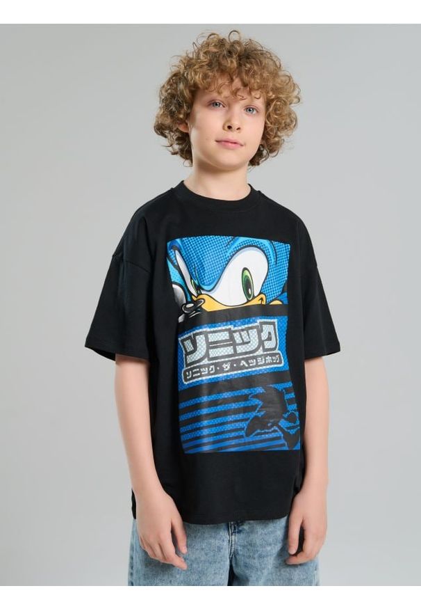 Sinsay - Koszulka Sonic the Hedgehog - czarny. Kolor: czarny