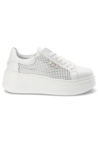 DAMISS - Białe Sneakersy Damiss Modne Obuwie Damskie. Kolor: biały. Materiał: materiał. Szerokość cholewki: normalna