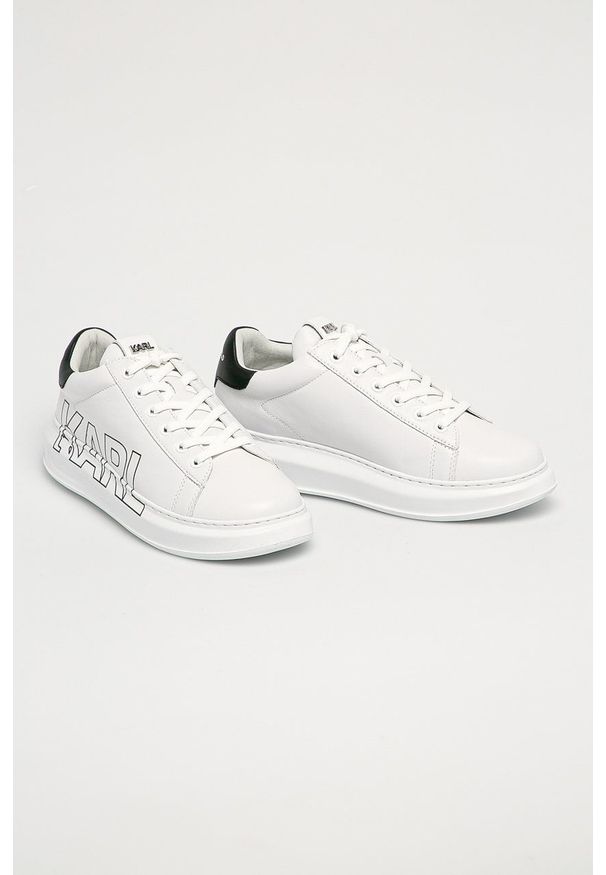 Karl Lagerfeld - Buty skórzane. Nosek buta: okrągły. Zapięcie: sznurówki. Kolor: biały. Materiał: skóra