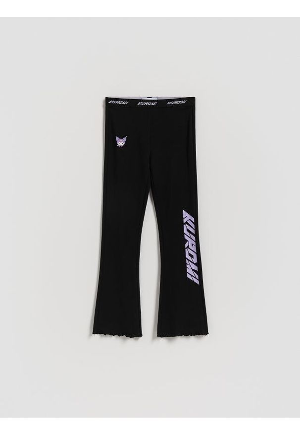 Reserved - Legginsy flare Kuromi - czarny. Kolor: czarny. Materiał: bawełna