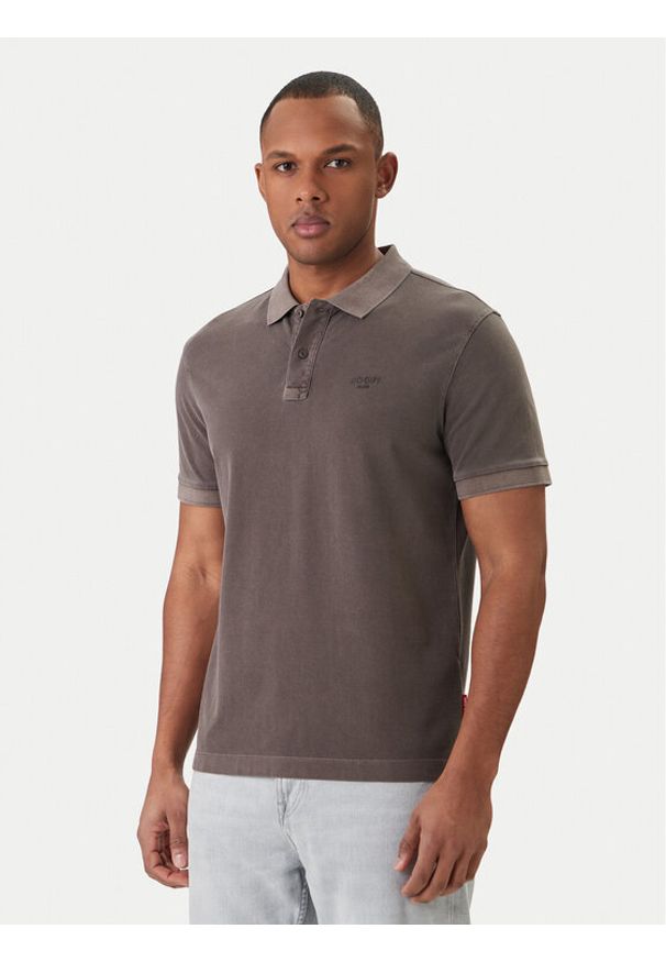JOOP! Jeans Polo Ambrosian 30045619 Brązowy Modern Fit. Typ kołnierza: polo. Kolor: brązowy. Materiał: bawełna