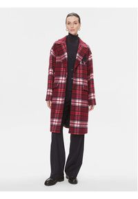 TOMMY HILFIGER - Tommy Hilfiger Płaszcz wełniany Imd Tartan WW0WW39761 Czerwony Relaxed Fit. Kolor: czerwony. Materiał: syntetyk #4