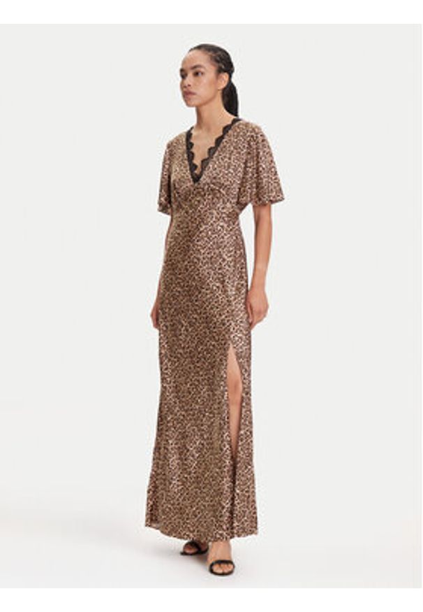 Guess Sukienka wieczorowa W5YK01 WHEZ2 Beżowy Regular Fit. Kolor: beżowy. Materiał: wiskoza. Styl: wizytowy