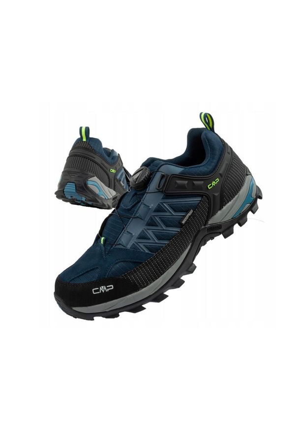 Buty sportowe męskie trekkingowe CMP Rigel wodoodporne FITGO. Kolor: niebieski, czarny, wielokolorowy. Materiał: materiał, skóra. Szerokość cholewki: normalna. Sport: turystyka piesza