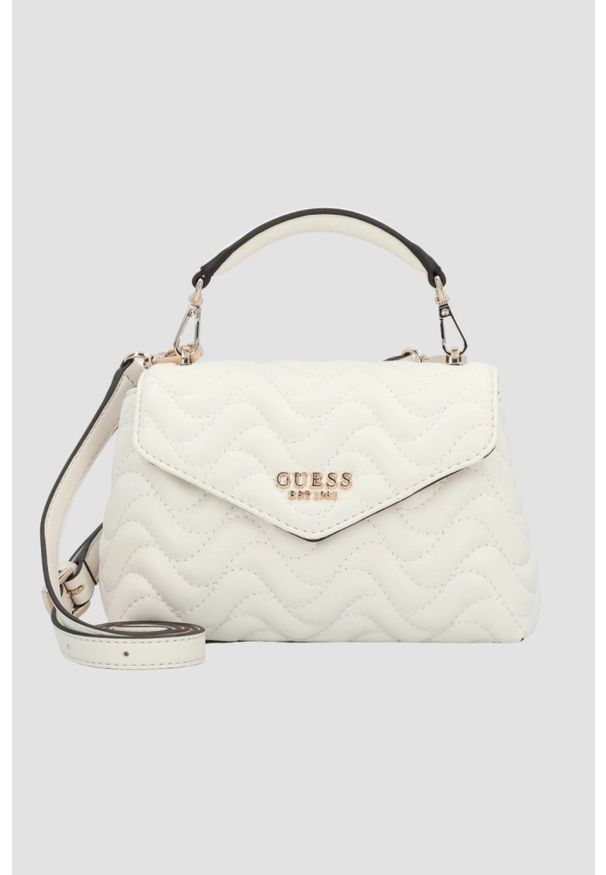 Guess - GUESS Biała damska torebka pikowana Mini. Kolor: biały. Materiał: pikowane. Styl: elegancki