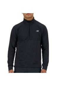 Bluza męska New Balance MT43204BK - czarna. Kolor: czarny. Materiał: skóra, dresówka, materiał, tkanina, poliester. Wzór: aplikacja #1