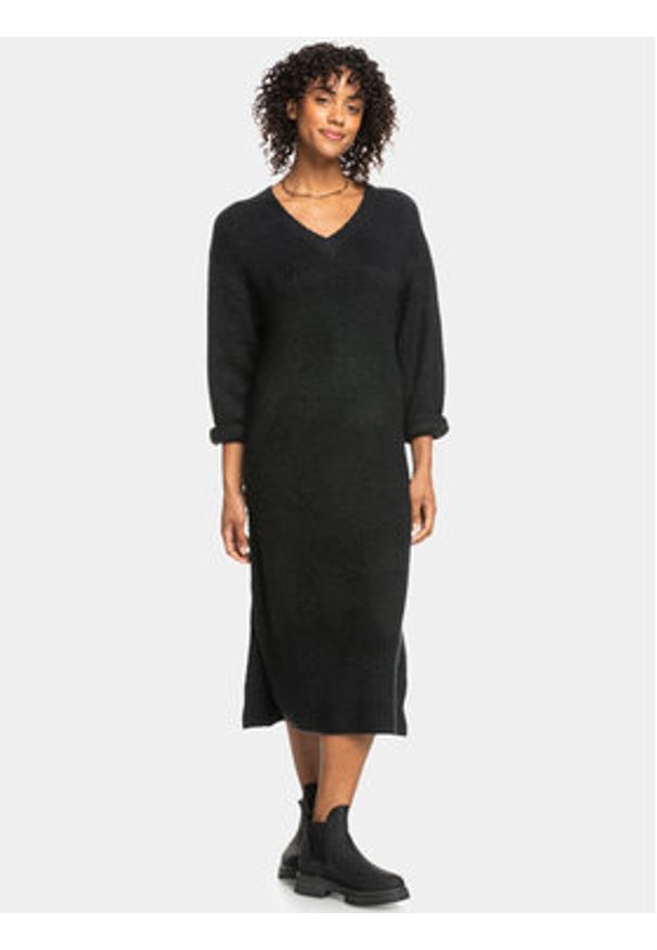 Roxy Sukienka dzianinowa Winter Escape Ktdr ERJKD03449 Szary Regular Fit. Kolor: szary. Materiał: syntetyk