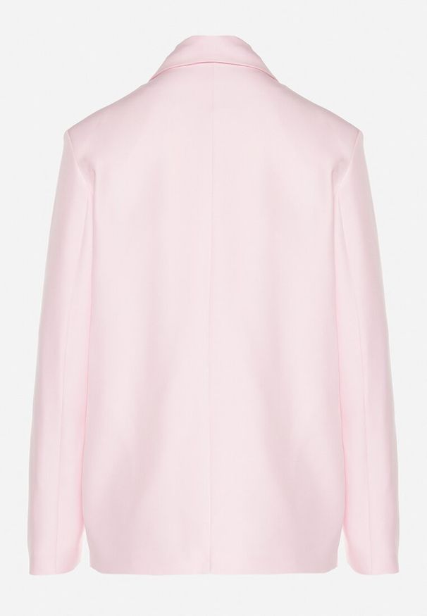 Born2be - Różowa Marynarka z Ozdobnym Wiązaniem Lenirin. Okazja: na co dzień. Kolor: różowy. Materiał: jeans. Styl: elegancki, casual