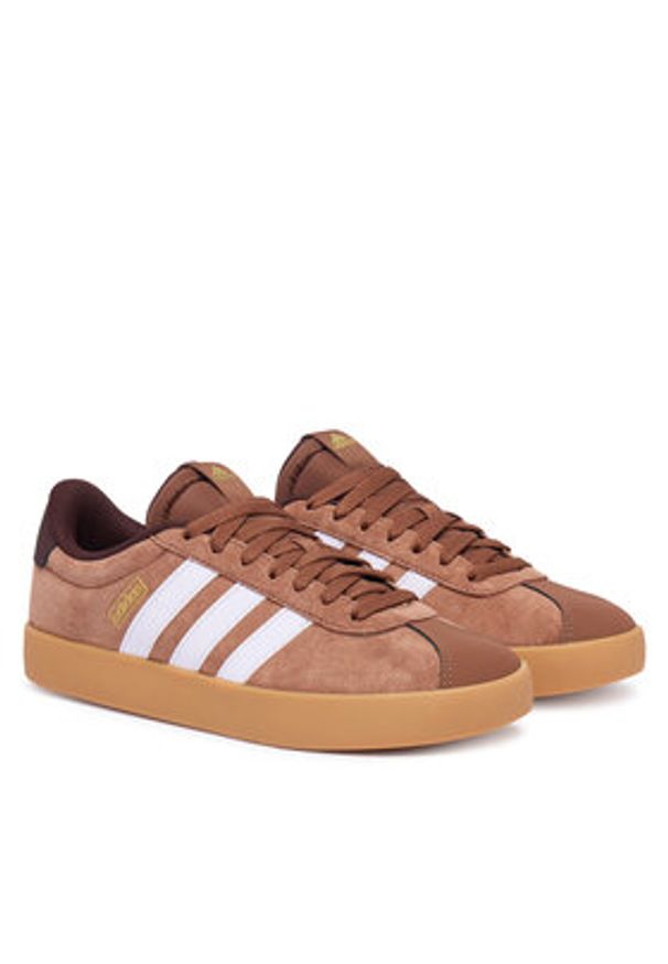 Adidas - adidas Sneakersy Vl Court 3.0 Shoes KI2102 Brązowy. Kolor: brązowy. Materiał: skóra, zamsz