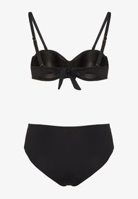 Born2be - Czarne Bikini Majtki Typu Figi i Biustonosz z Geometryczną Ozdobą Kinavia. Kolor: czarny. Wzór: aplikacja, geometria #4