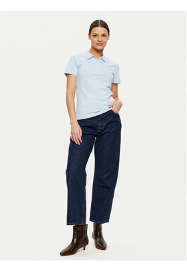 TOMMY HILFIGER - Tommy Hilfiger Polo WW0WW43930 Błękitny Slim Fit. Typ kołnierza: polo. Kolor: niebieski. Materiał: bawełna