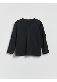 Reserved - Bawełniany longsleeve - złamana biel. Materiał: bawełna. Długość rękawa: długi rękaw #1