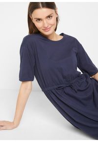 bonprix - Sukienka z dżerseju. Kolor: niebieski. Materiał: jersey, bawełna. Długość: midi